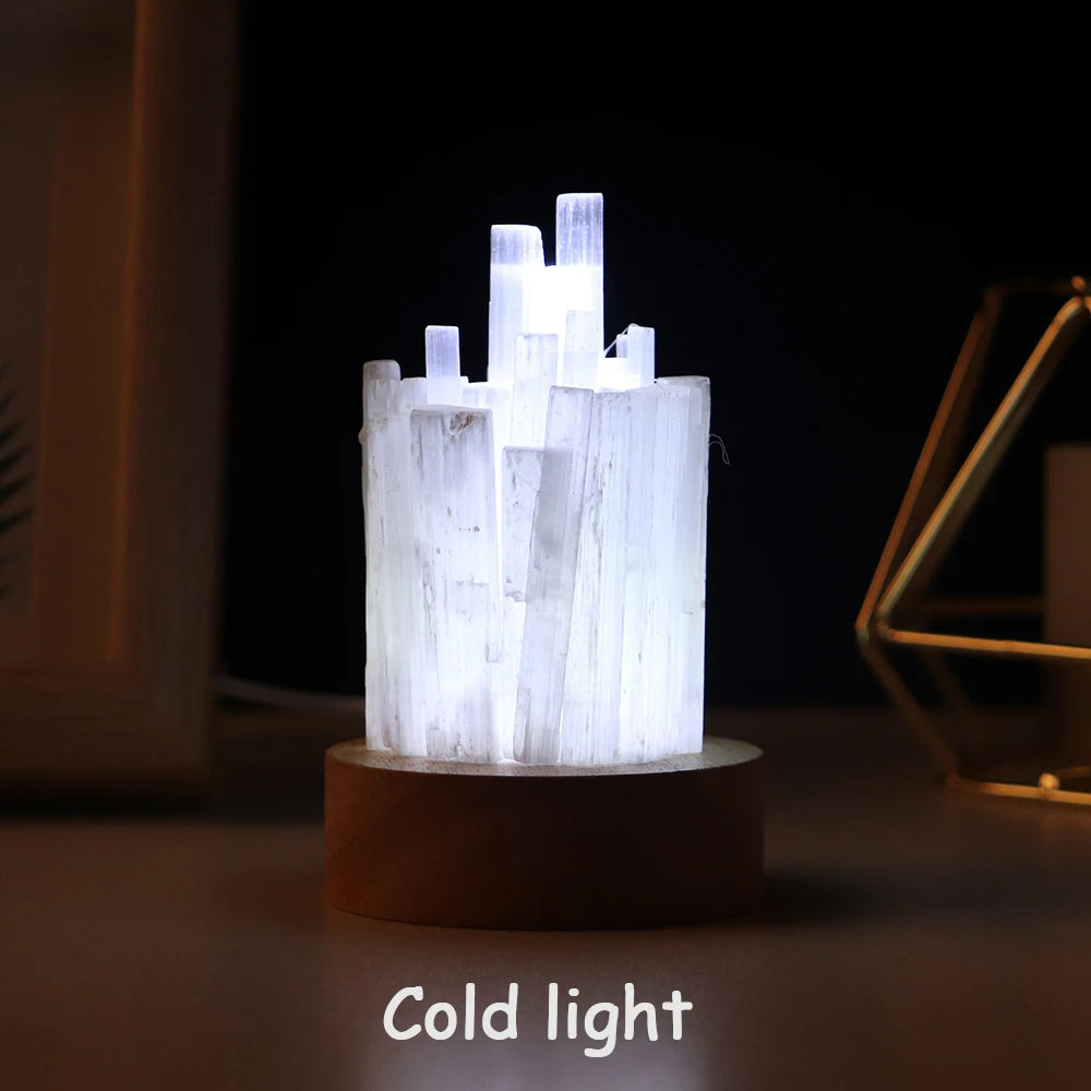天然石英寶石透石膏 USB 燈