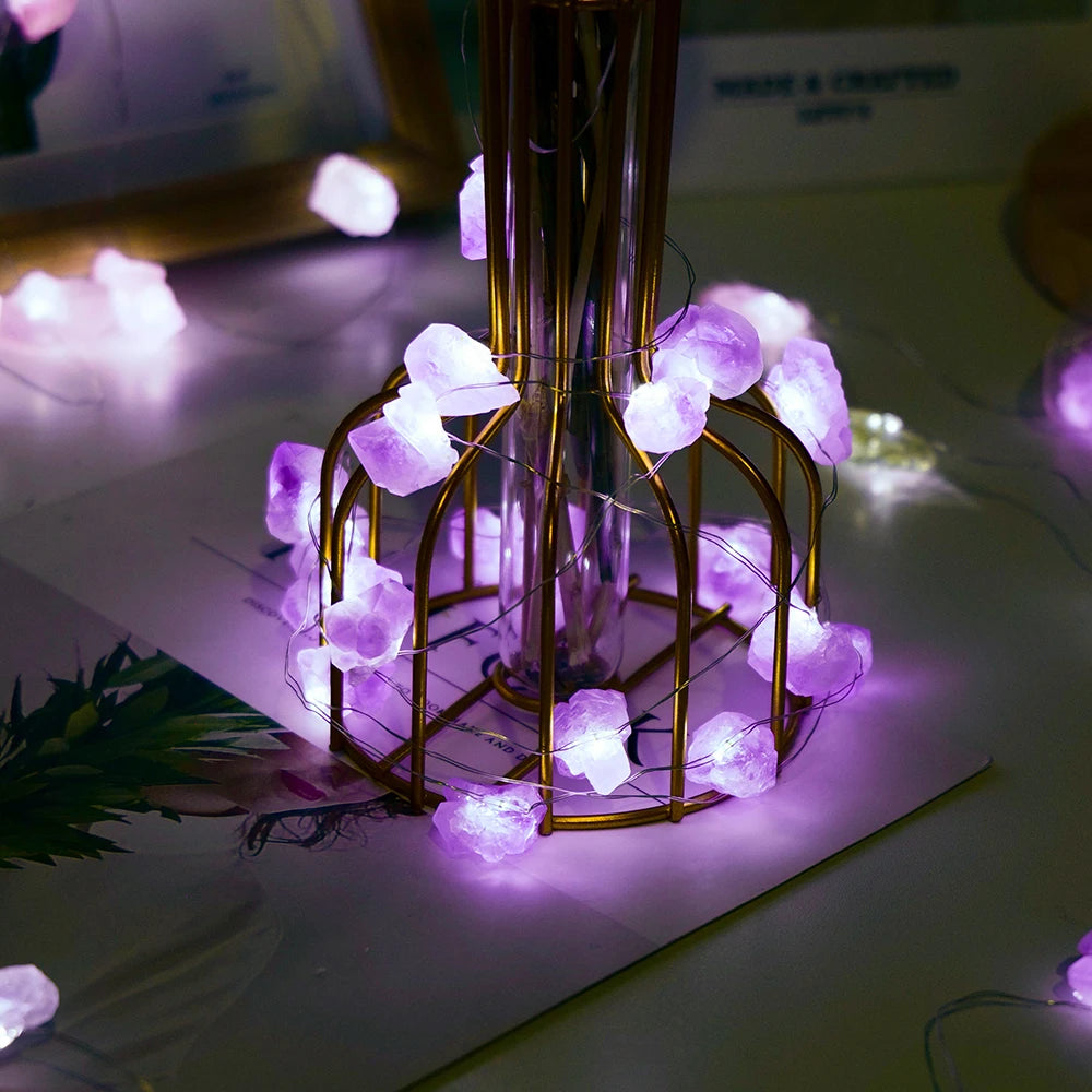Natural Raw Gemstone Crystal Lights