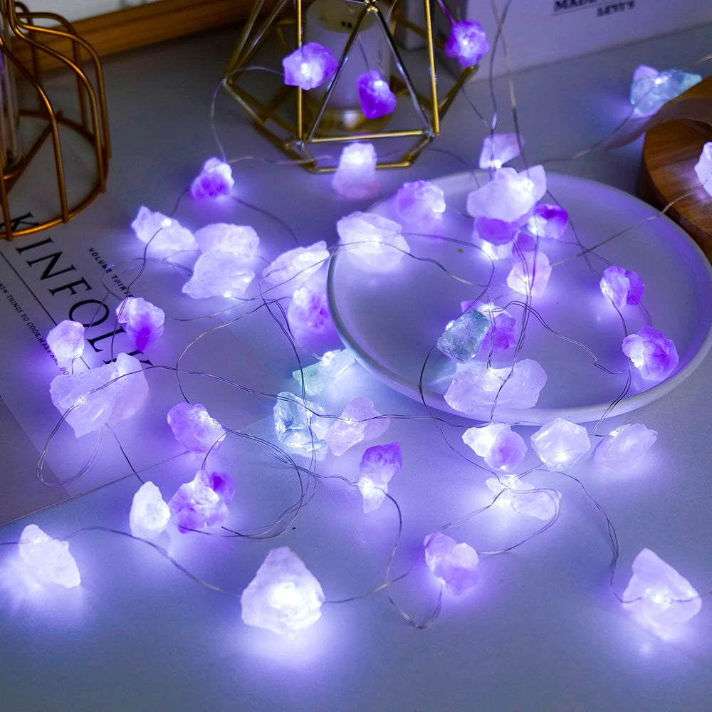 Natural Raw Gemstone Crystal Lights