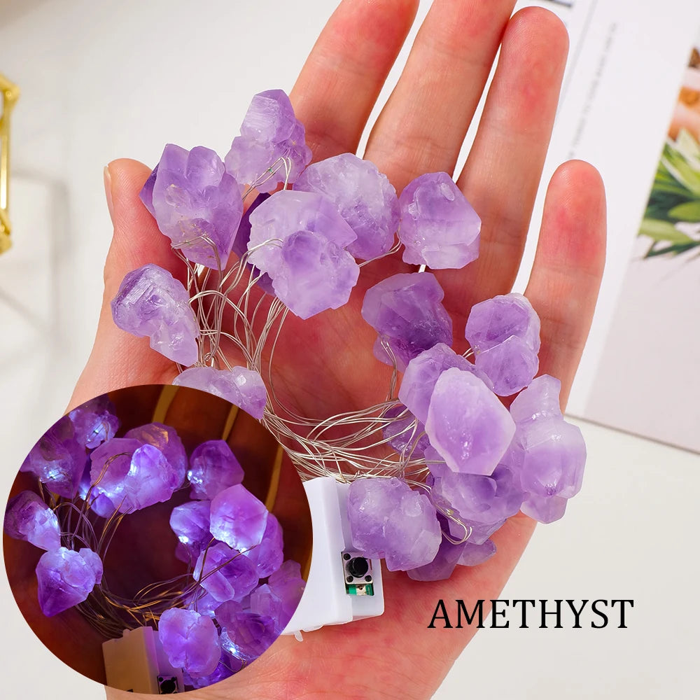 Natural Raw Gemstone Crystal Lights
