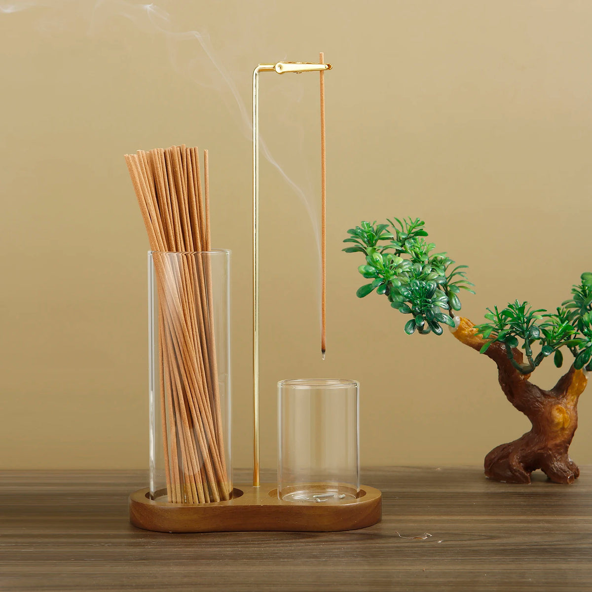 二合一玻璃金屬香座