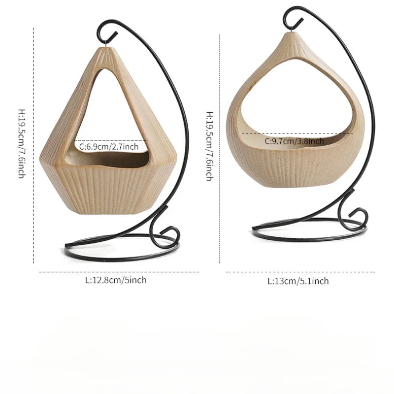 Hanging Ceramic Incense Burner with Iron Stand